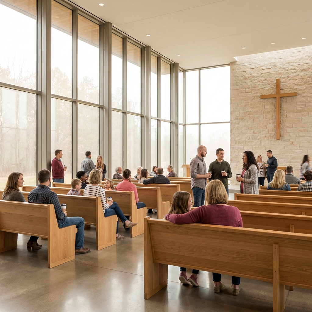 평온한 교회 예배당 풍경
